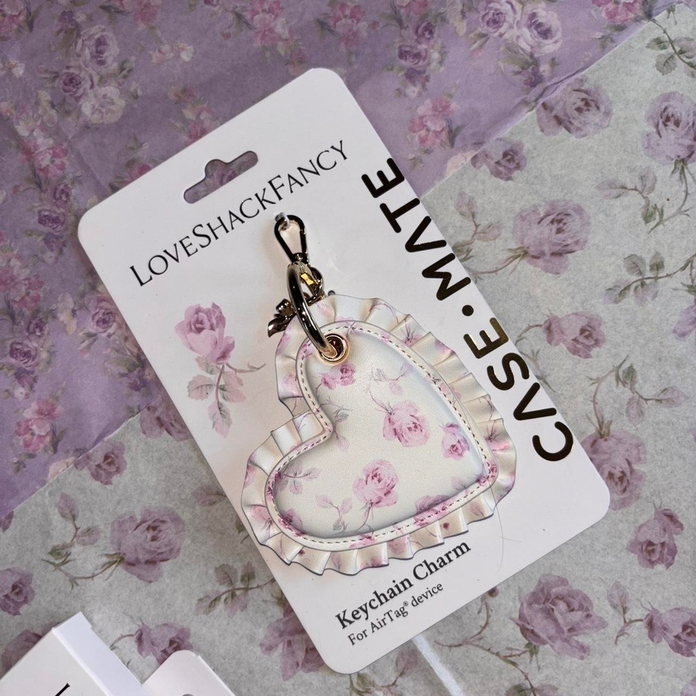 LoveShackFancy x casemate AirTag holder heart keychain